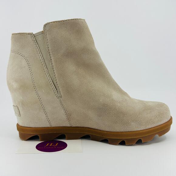 Sorel Womens Joan Of Arctic Wedge II Zip Soft Taupe Suede Ankle Booties Size 8.5 - Picture 7 of 11